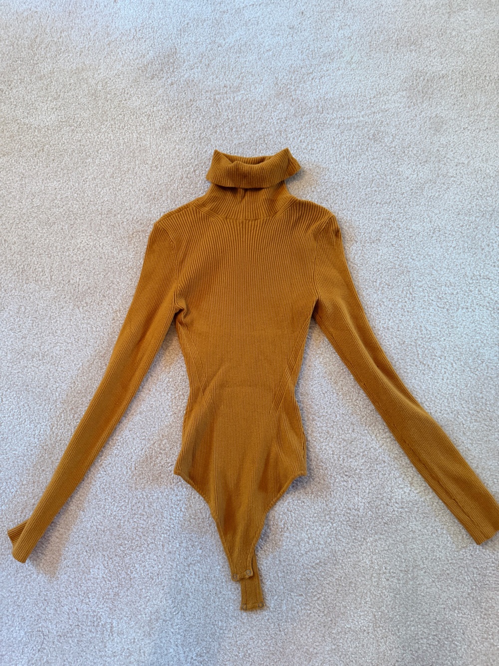 Abercrombie & Fitch Ribbed Turtleneck Sweater Bodysuit - Mustard
